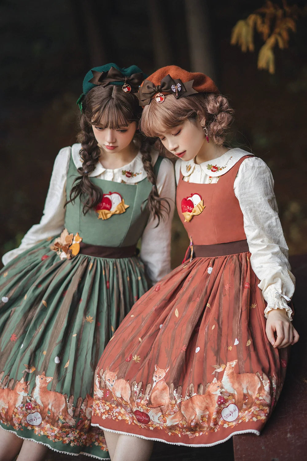 Miss Point - Chubby Fox in the Forest - Sweet Lolita Shirt Embroidered Collar Customized Blouse