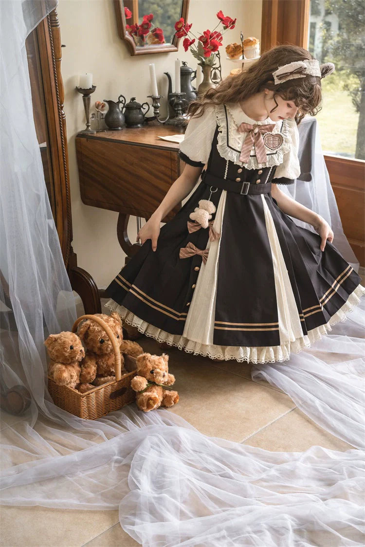 Letters from Unknown Star - Chocolate Workshop - Elegant Lolita OP Daily Short Sleeve Dress