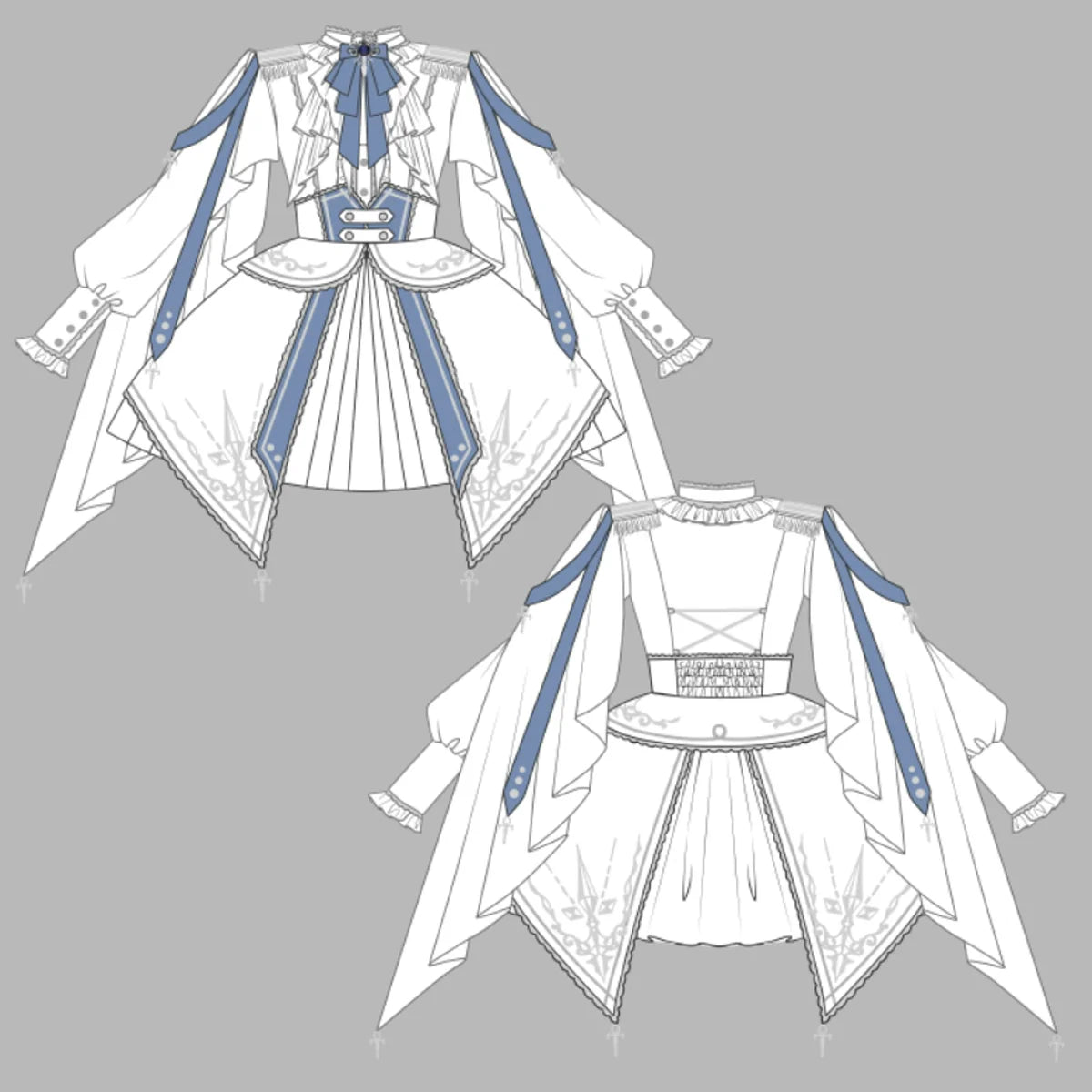 Designer's Gift - Luminous Cavalier - Military Lolita Skirt Set Long-Sleeved Shirt