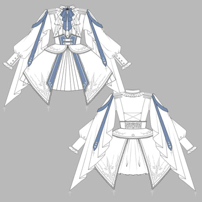 Designer's Gift - Luminous Cavalier - Military Lolita Skirt Set Long-Sleeved Shirt