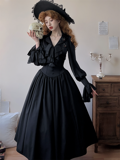 Muppet Mind Ben - Dream - Ouji Lolita Blouse Elegant V-neck Swallowtail Hem Shirt