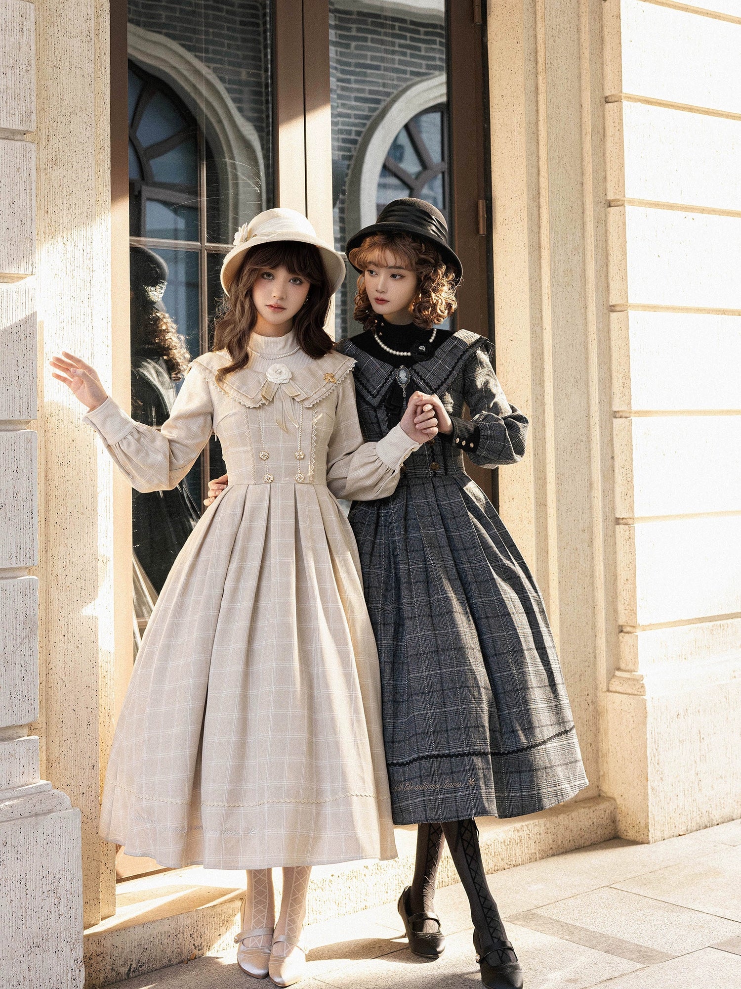 ZeeYe - Maple Dan Bai Lu - Classic Lolita Plaid Dress Long Sleeved OP