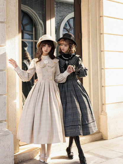 ZeeYe - Maple Dan Bai Lu - Classic Lolita Plaid Dress Long Sleeved OP