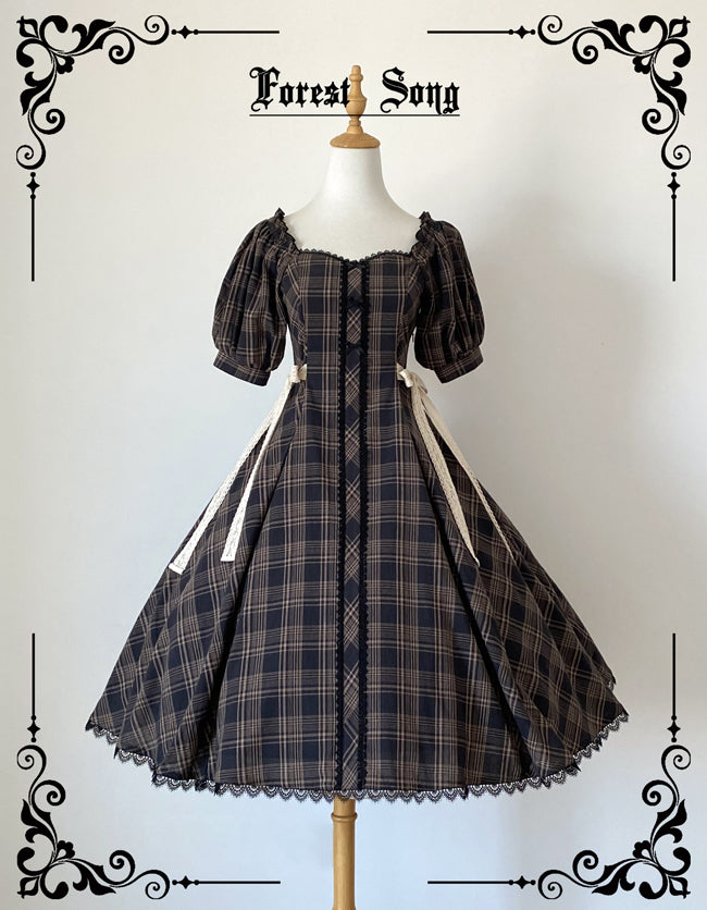 Forest Song - Josephine Academy - Elegant Lolita Black Plaid OP