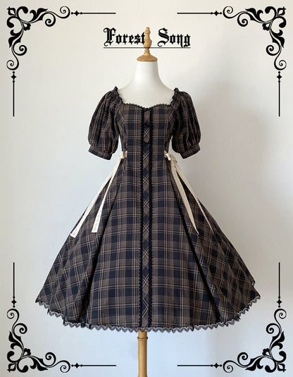 Forest Song - Josephine Academy - Elegant Lolita Black Plaid OP