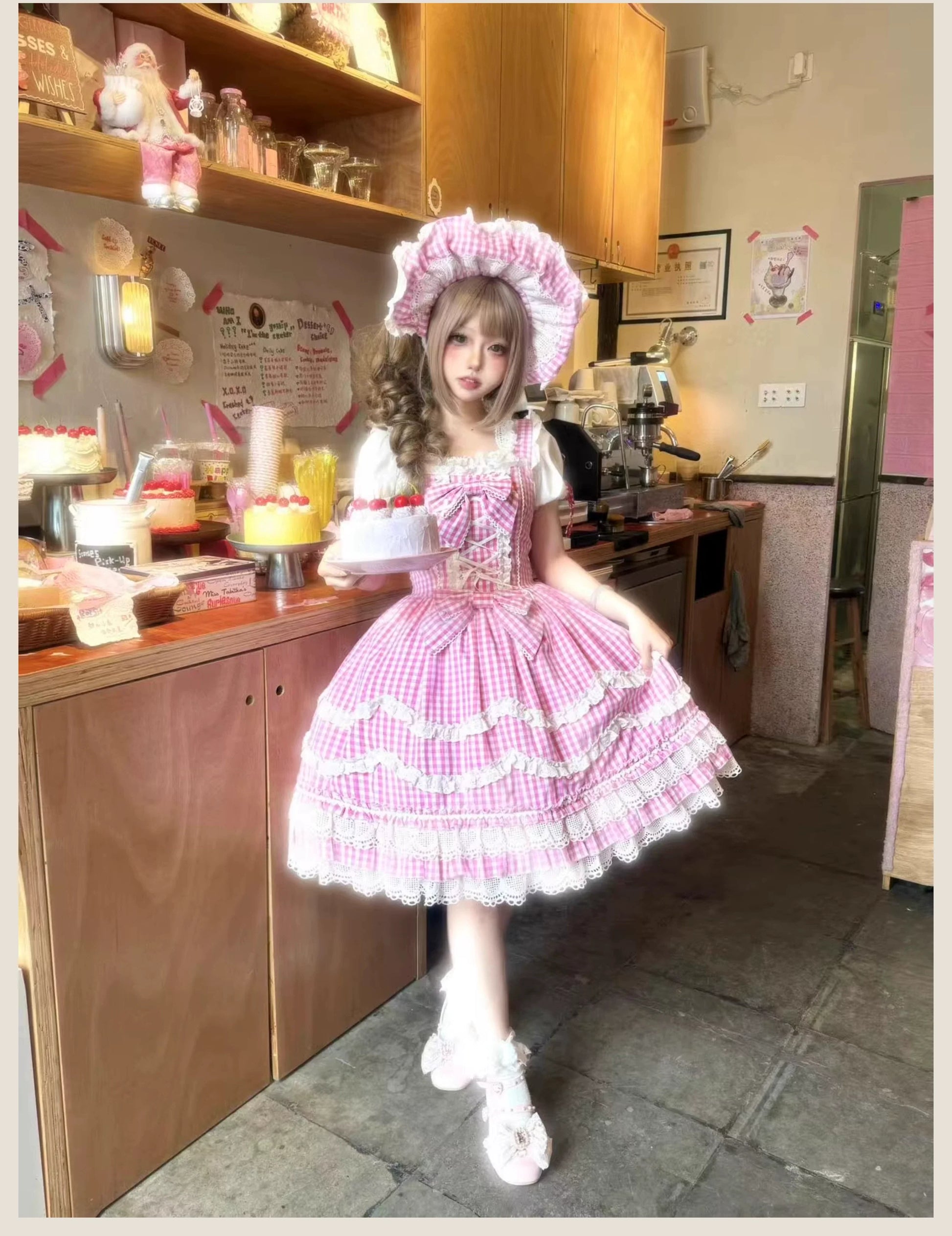 TaTaTa Lolita - Plaid Baileys - Old School Lolita Pink Plaid JSK