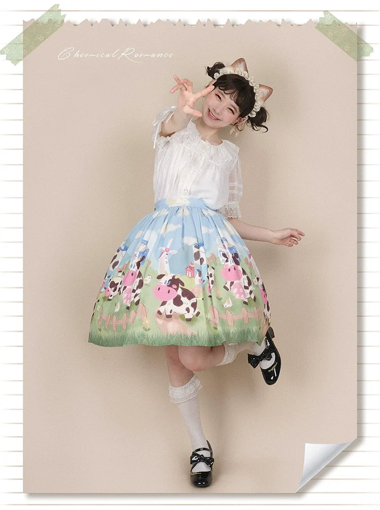 Chemical Romance - Sweetheart Farm - Sweet Lolita SK Cow Print Lolita Dress