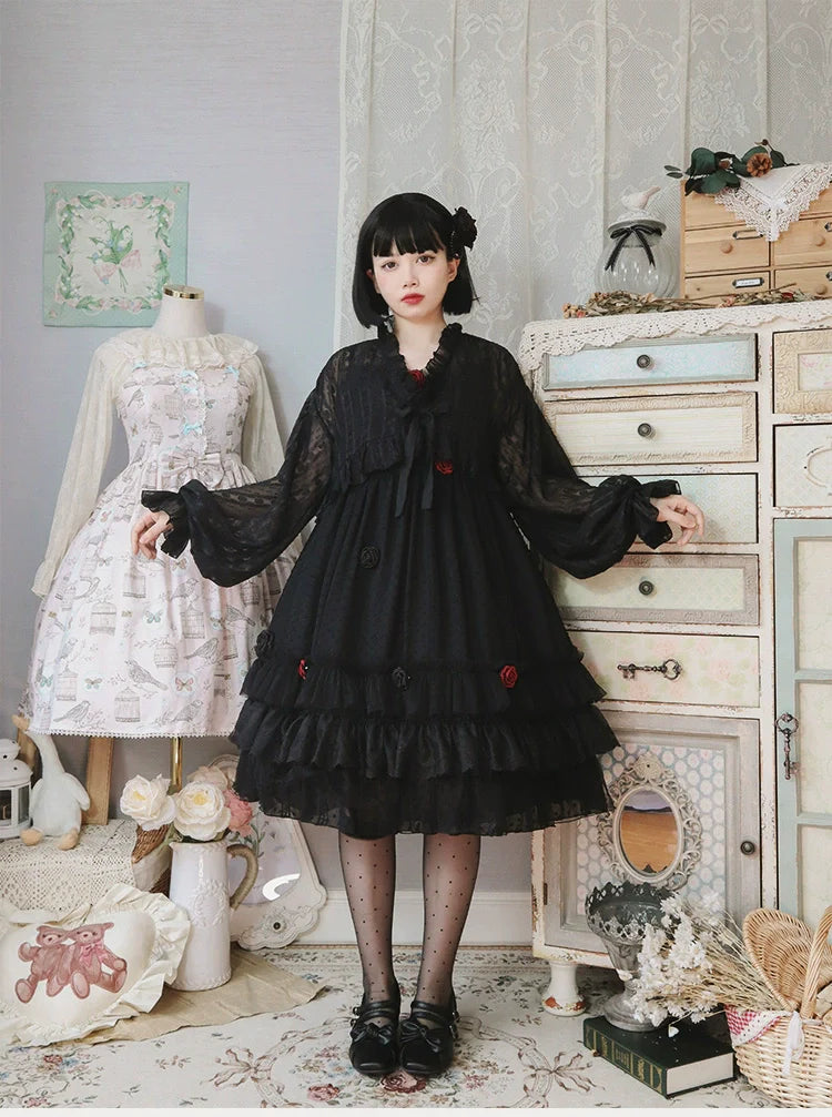 Sakurada Fawn - Spring Breeze - Plus Size Spring Lolita JSK Dress with Rose Decoration