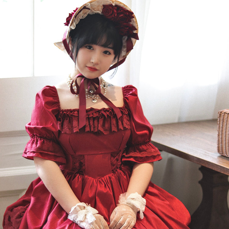 Sweet Wood - Nyx's Kiss - Plus Size Classic Lolita Short-sleeved OP Dress