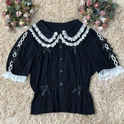 DMFS Lolita - Sweet Lolita Shirt Doll Collar Blouse High-waisted