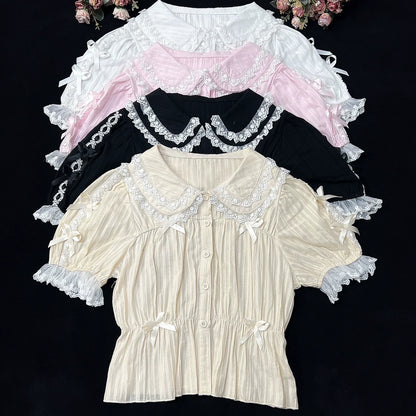 DMFS Lolita - Sweet Lolita Shirt Doll Collar Blouse High-waisted