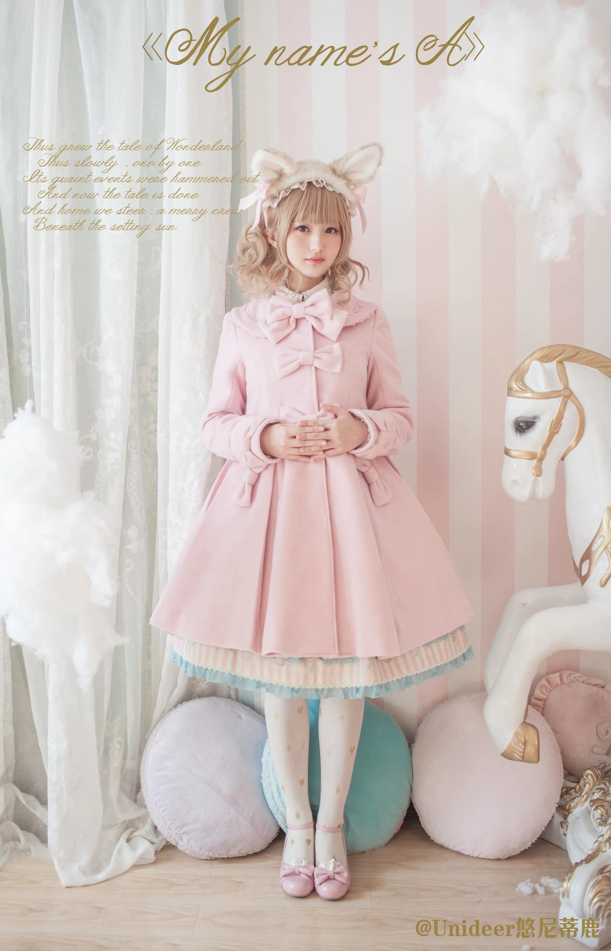 Unideer - Winter Lolita Coat Wool Bow Overcoat