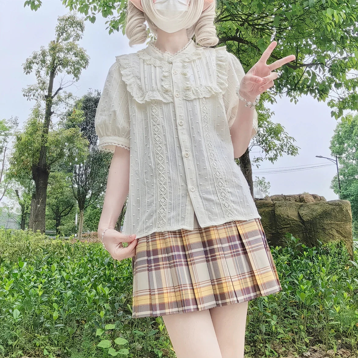 DMFS Lolita - Sweet Lolita Blouse Cotton Summer Short Sleeve Shirt