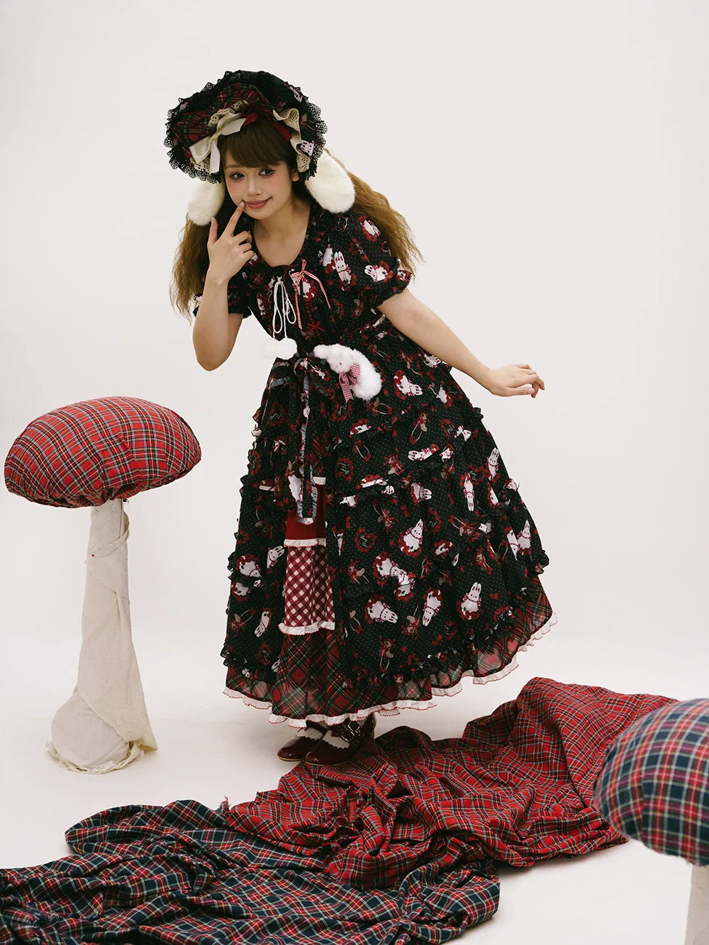 Miss Point - Forest Berry Bunny - Sweet Lolita Plaid Skirt Tiered Ruffles Spring SK