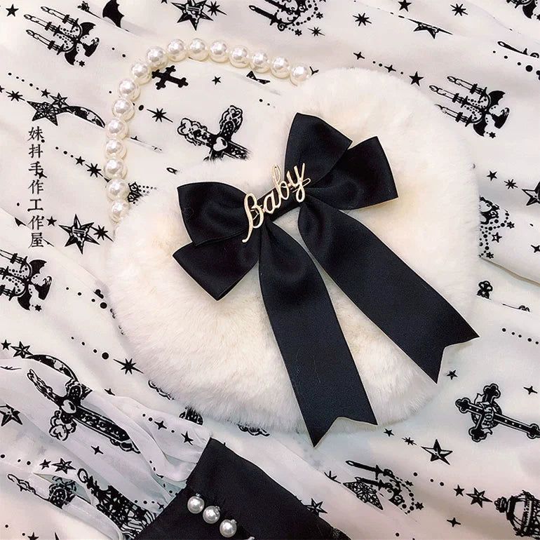 MAID - Kawaii Lolita Heart Bag Plush Pearl Chain Handbag