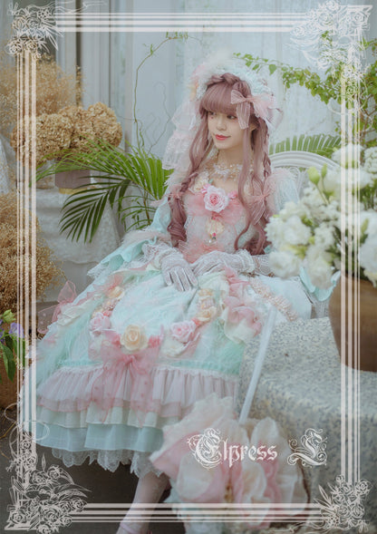Elpress L・杆edding Lolita Floral Headdress BNT Veil