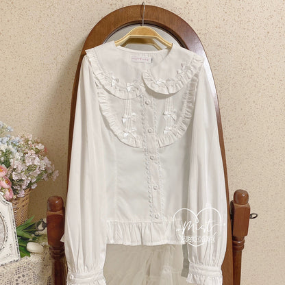 MIST - Sweet Lolita Blouse Doll Collar Lolita Shirt With Bubble Sleeve