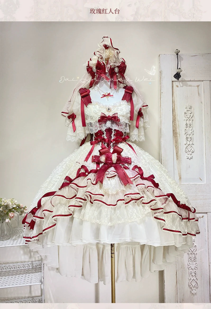 MieYe - Diana Rose - Bridal Lolita Dress Short Wedding OP with Accessories