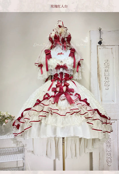 MieYe - Diana Rose - Bridal Lolita Dress Short Wedding OP with Accessories