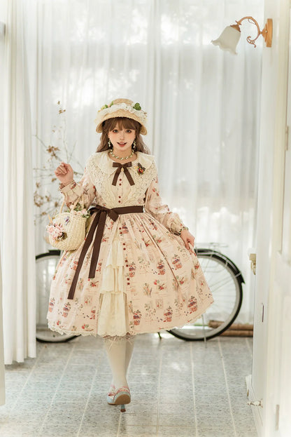 Miss Point - Chubby Fox in the Forest - Customized Lolita Skirt Embroidery Lace Cotton Lolita Skirt