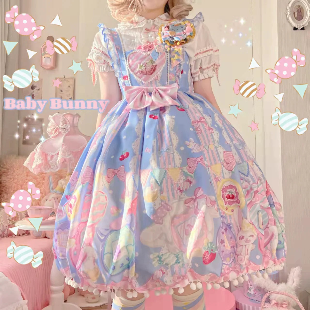 Suiyi - Sweetheart Knots - Sweet Lolita Dress Short Sleeve OP