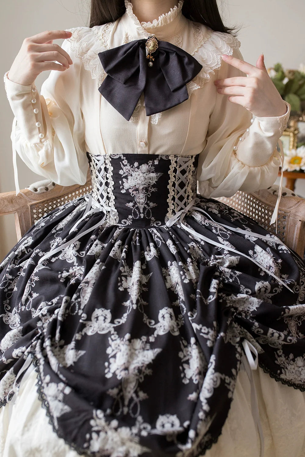 Miss Point - Customized Vintage Lolita Skirt Elegant Pullover Fishbone SK