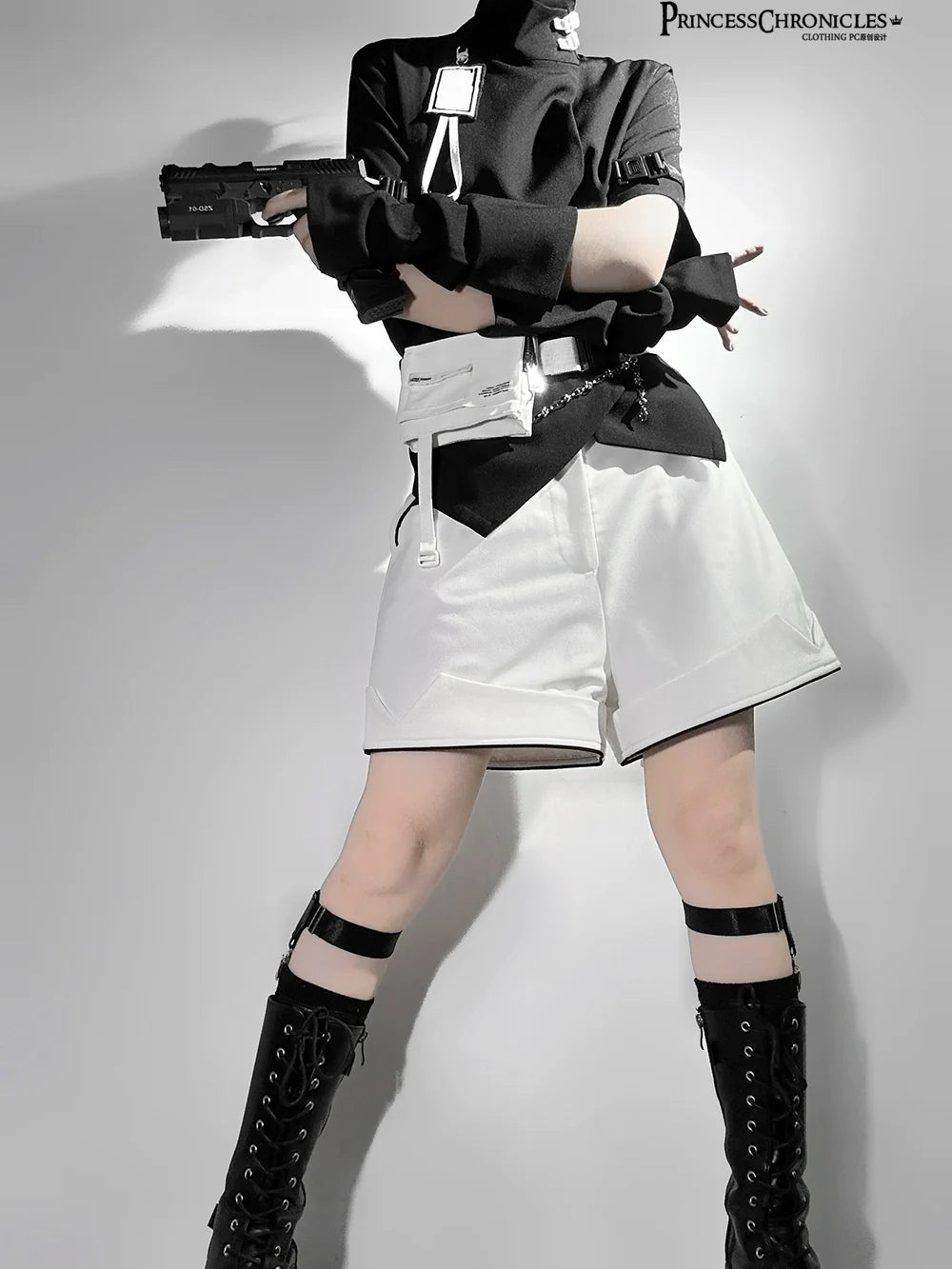 Princess Chronicles - White Cat - Futuristic Style Cool Lolita Pants Suit With Cat Ear Coat