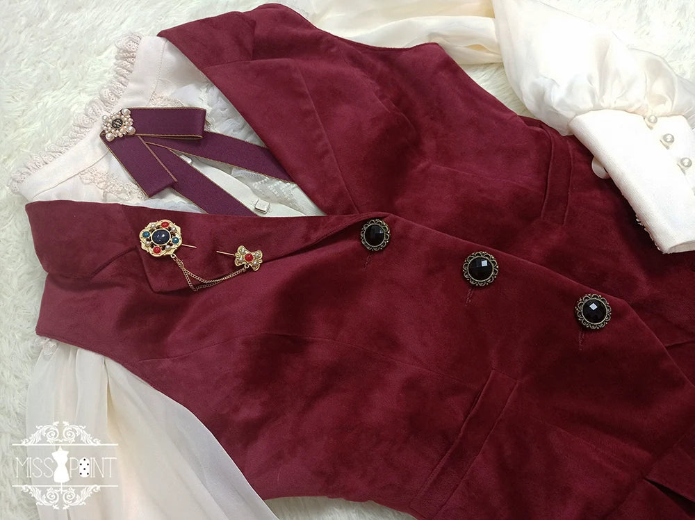 Miss Point - Rose Doll - Retro Lolita Vest Velvet Lolita Waistcoat