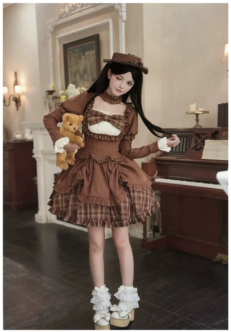 With PUJI - Oak Hymn - Classic Lolita Plaid OP Suit, Side Zipper