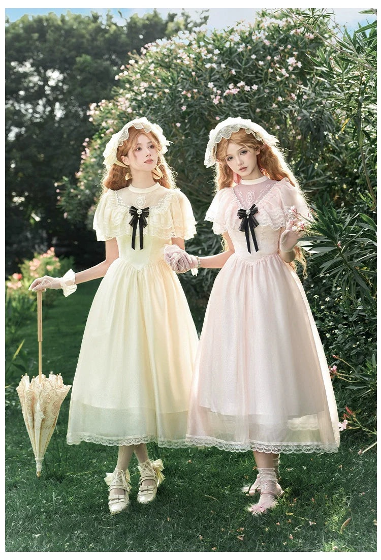 With PUJI - Morning Mist Estate - Twins Classic Lolita OP Dress, Edward Collar