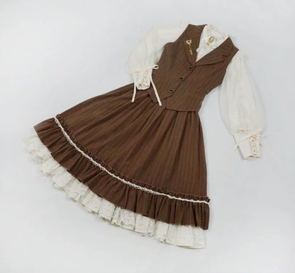 Miss Point - Rose Doll - Elegant Lolita Striped Fishbone Skirt