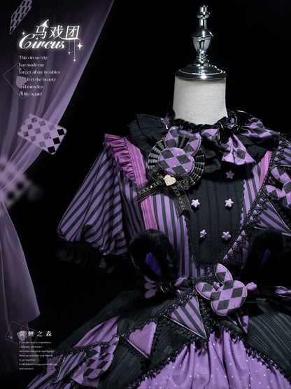 Forest Fluorescent Carps - Ouji Lolita OP Dress Circus Lolita Strip Prince Suit