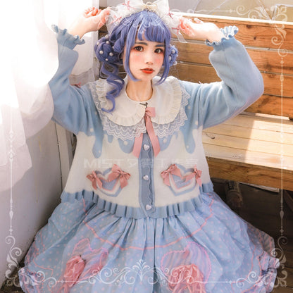 MIST - Beating Heart - Sweet Lolita Thick Sweater Coat Puff Sleeve