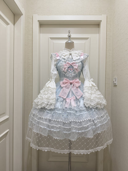 Hanguliang - Spring Awakening - Sweet Lolita JSK and Princess-Sleeved Shirt with Lace Detail