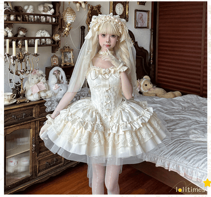 ZhiJinYuan - Fleeting Dreams - Ballet Style Sweet Lolita Mini JSK with Choker