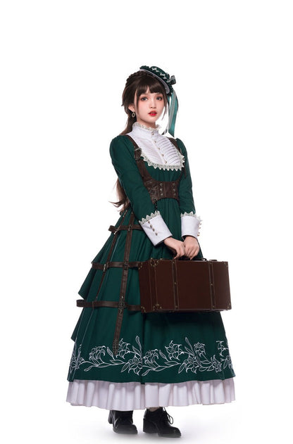 Youpairui - Lobnya - Gothic Nun Lolita Green OP Dress Set