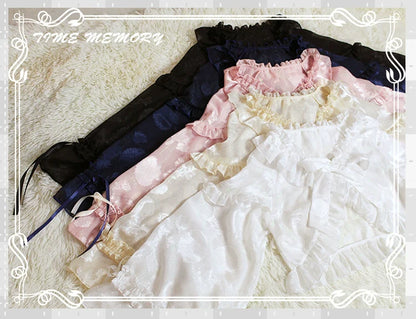 Time Memory - Xianbei - Sweet Lolita Chiffon Lantern Sleeve Cardigan with Bow