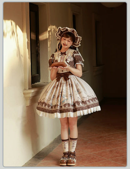 Alice Girl - Sea Salt Fairytale - Sweet Doll-like Lolita OP Animal Printed Lolita Dress