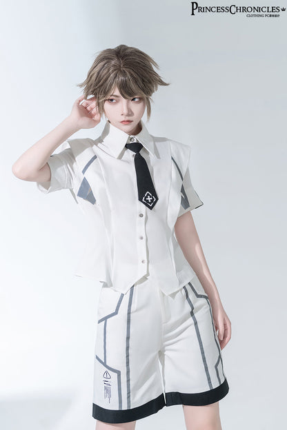 Princess Chronicles - Dry sea and Ashlar - Handsome Futuristic Style White Short Set