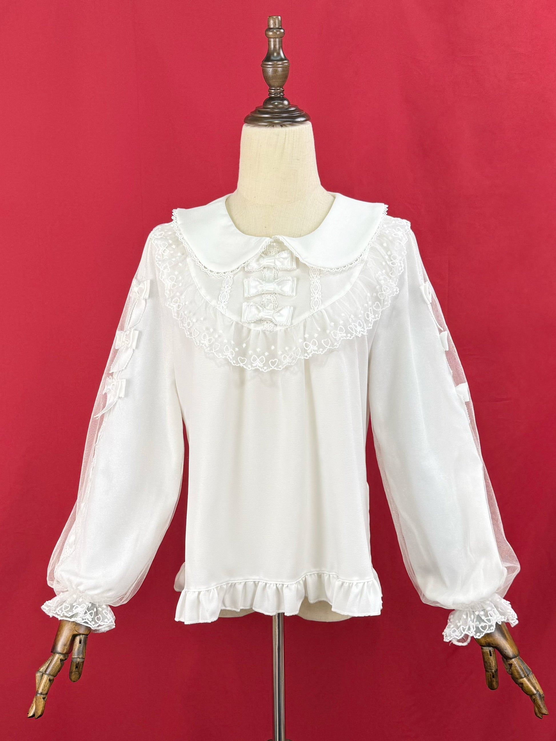 DMFS Lolita - Sweet Lolita Blouse with Double-Layered Tulle Lantern Sleeves