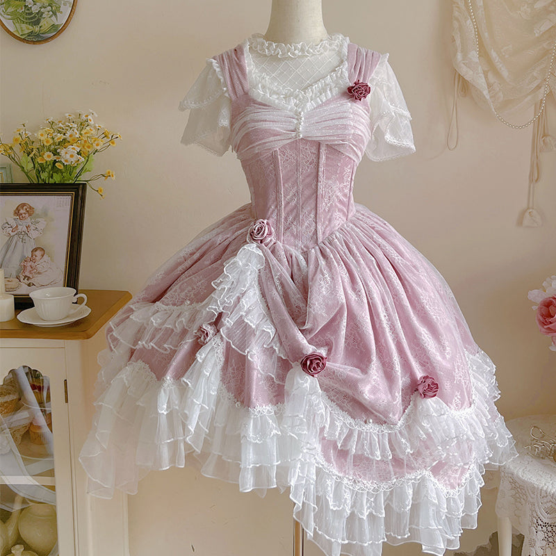 Sakurada Fawn - Manta - Plus Size Sweet Lolita JSK Dress with Rose Decoration