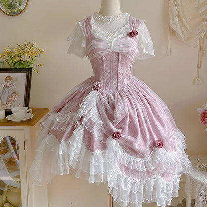Sakurada Fawn - Manta - Plus Size Sweet Lolita JSK Dress with Rose Decoration