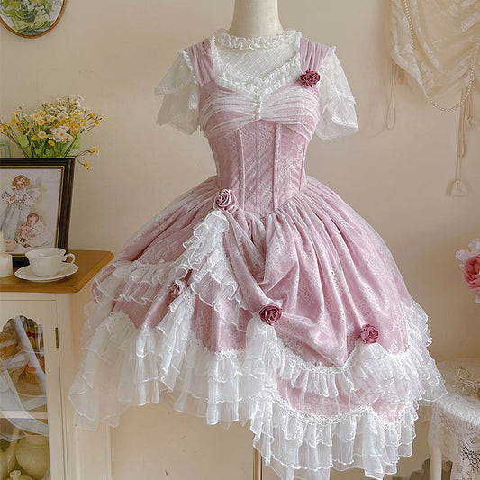 Sakurada Fawn - Manta - Plus Size Sweet Lolita JSK Dress with Rose Decoration