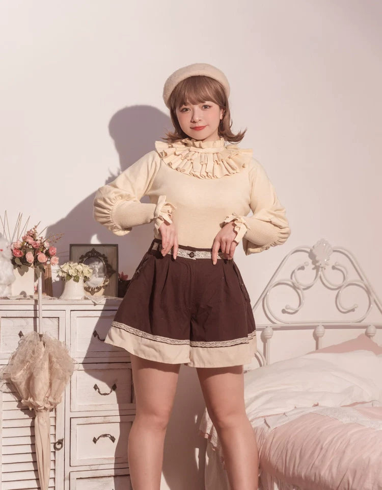 Miaoplus - Sweet Lolita Knit Sweater Long Sleeve Winter Lolita Top