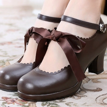 Sosic - Qing Mengnuo - Elegant Lolita Satin High Heel Handmade Shoes