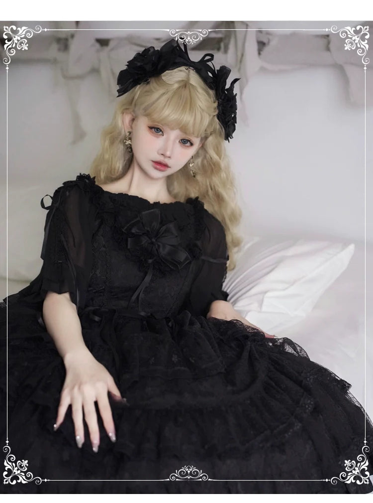 Eieyomi - Iris Love - Gothic Princess Lolita JSK Dress + Elegant Chiffon Top