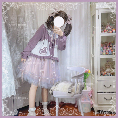 MIST - Beating Heart - Sweet Lolita Thick Sweater Coat Puff Sleeve