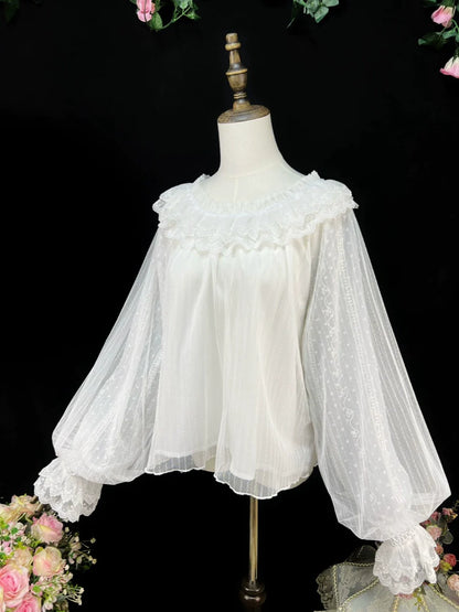 DMFS - Long Sleeve Lolita Shirt Gauze Blouse Mutton Sleeves