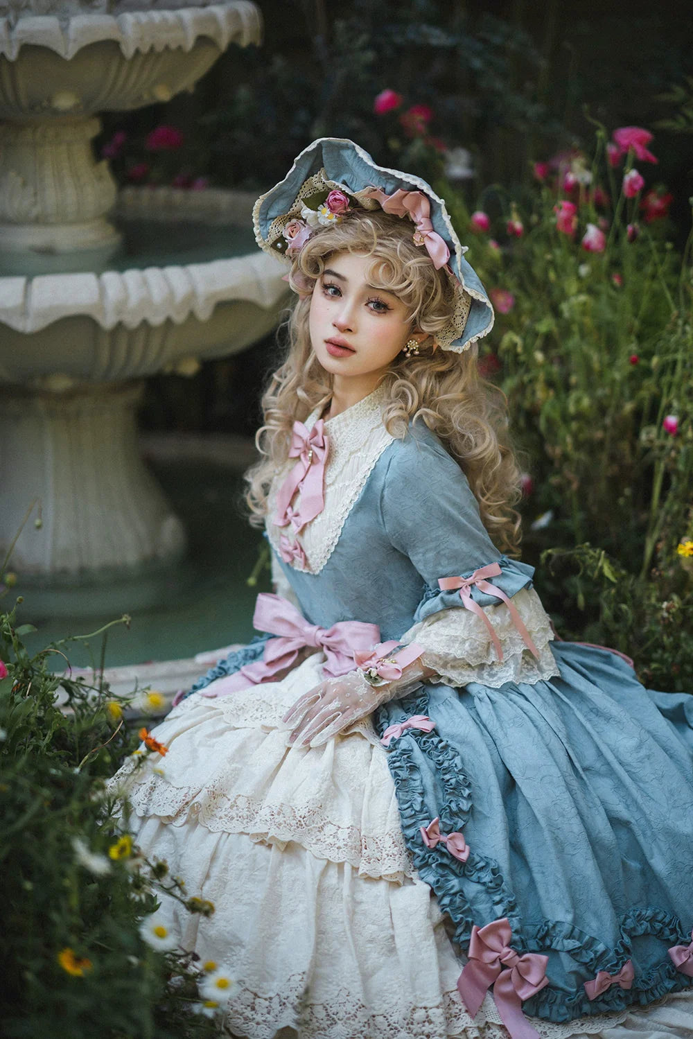 Miss Point - Lilyka Garden - Classic Lolita OP Dress Set Elegant Floral Wall Princess Sleeve