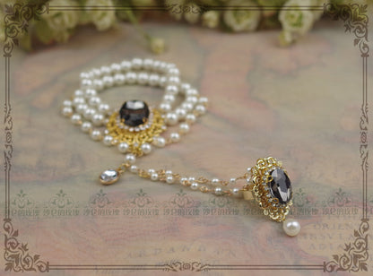Rose of Sharon - Classic Lolita Pearl Bracelet with Ring